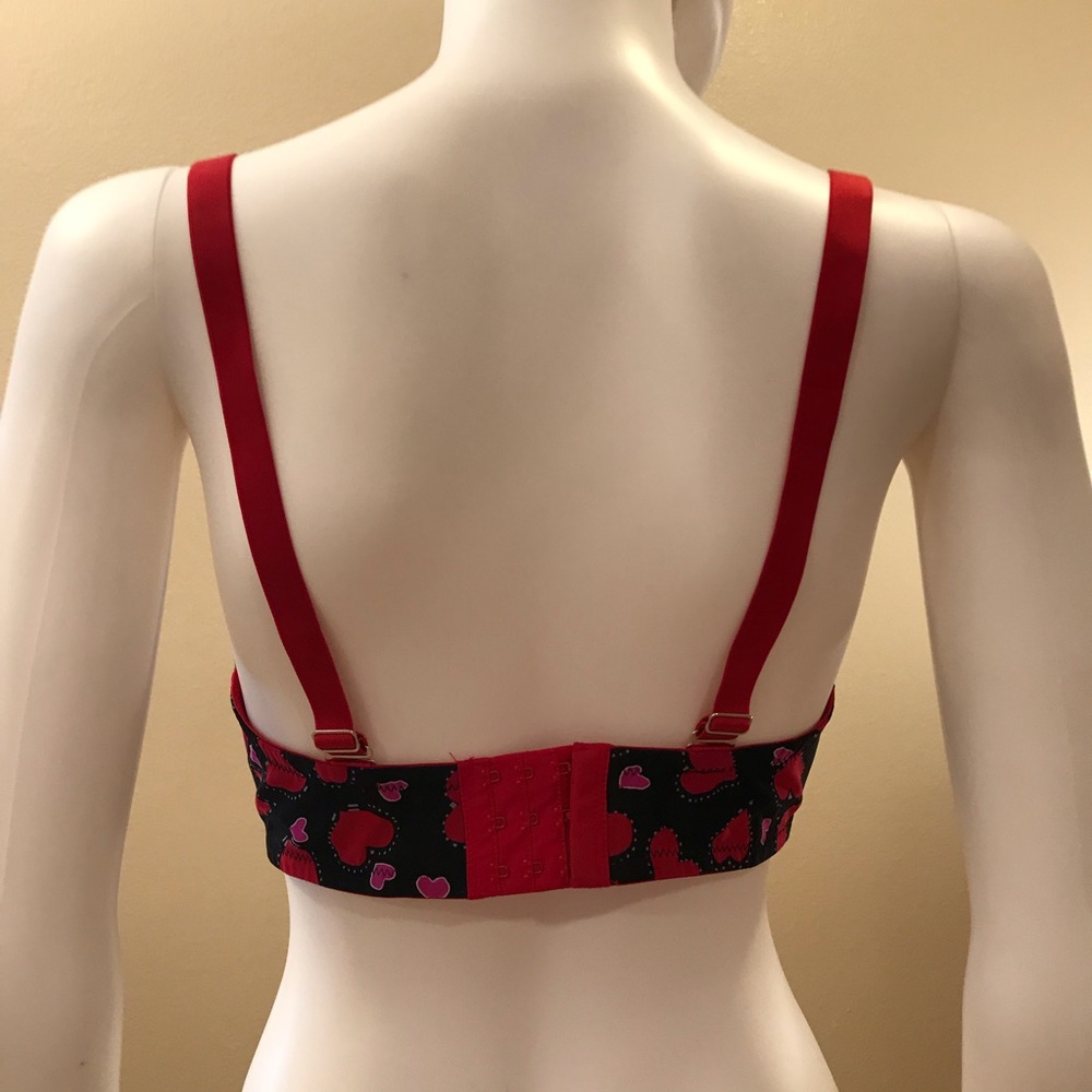 Fredericks of Hollywood Sexy Push Up Bra 34DD Black Red Pink Hearts Underwire - Picture 8 of 15